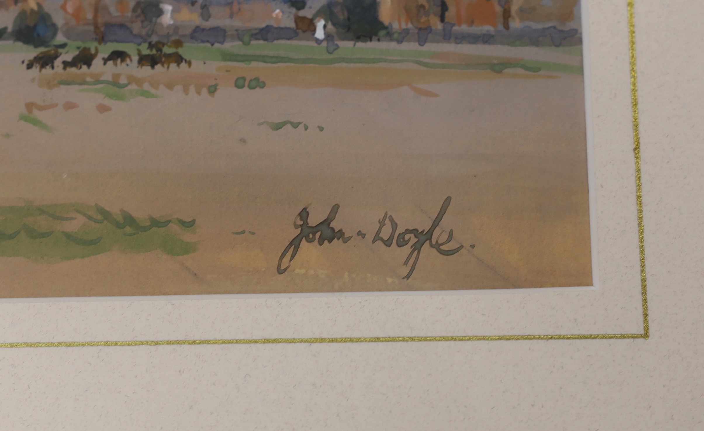 John Doyle (b.1928), gouache, Middle Eastern scene, signed, 18 x 31cm